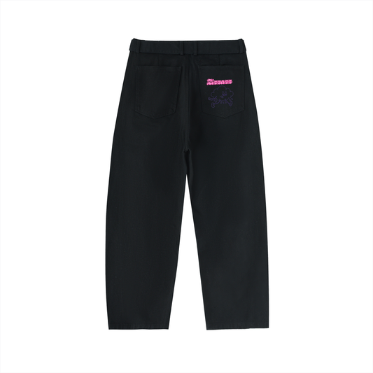 Belted Curved-Blade Pants