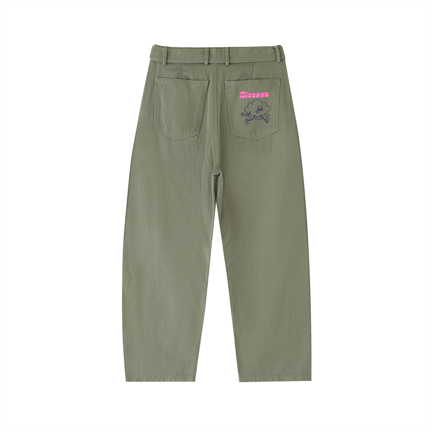 Belted Curved-Blade Pants