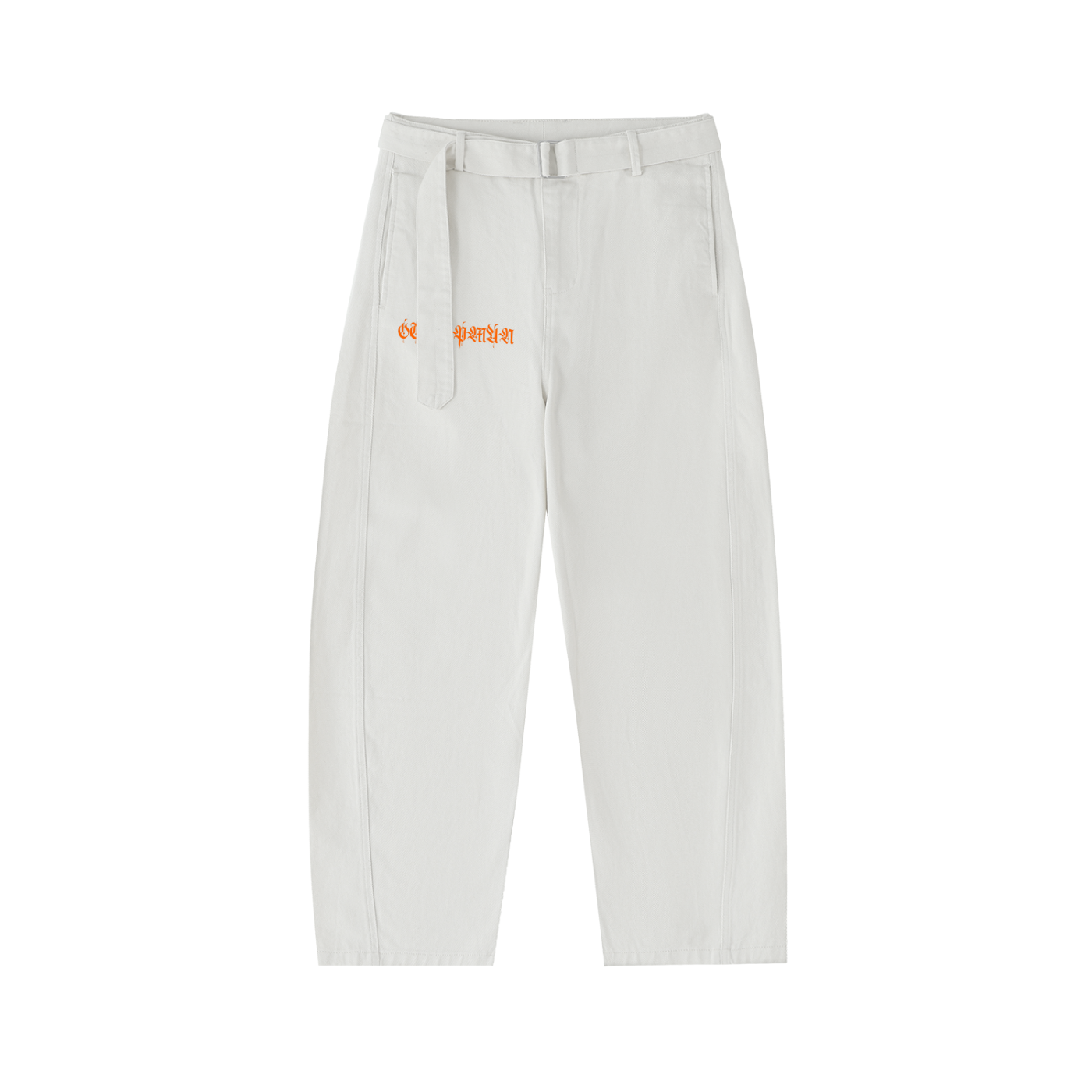Belted Curved-Blade Pants