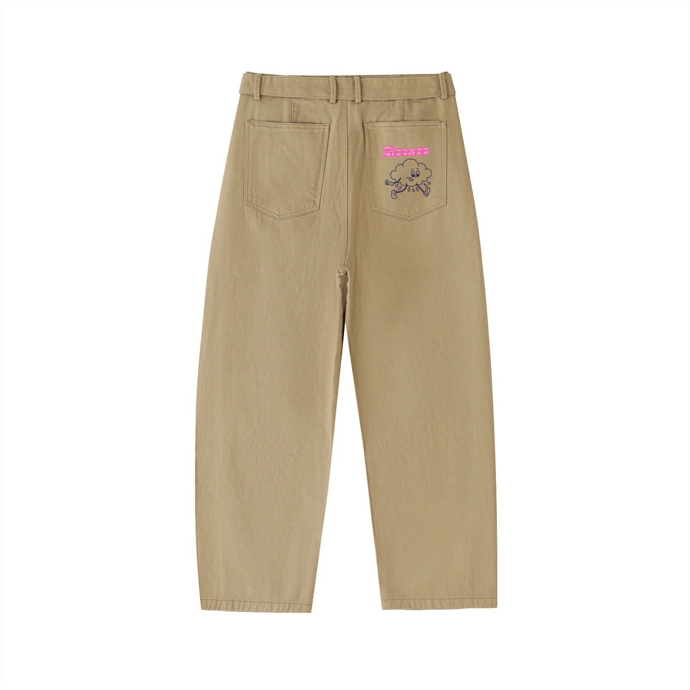 Belted Curved-Blade Pants