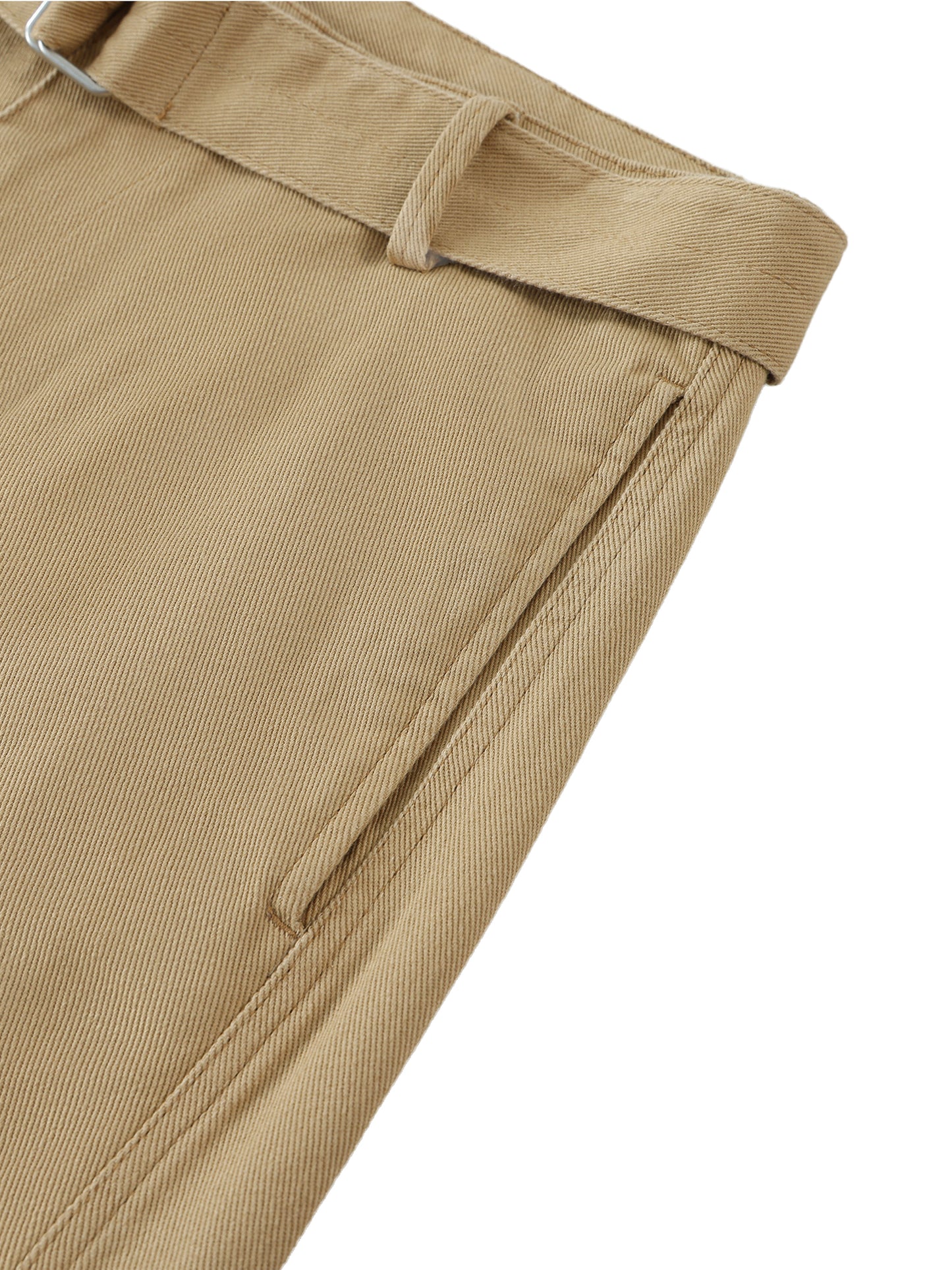 Belted Curved-Blade Pants