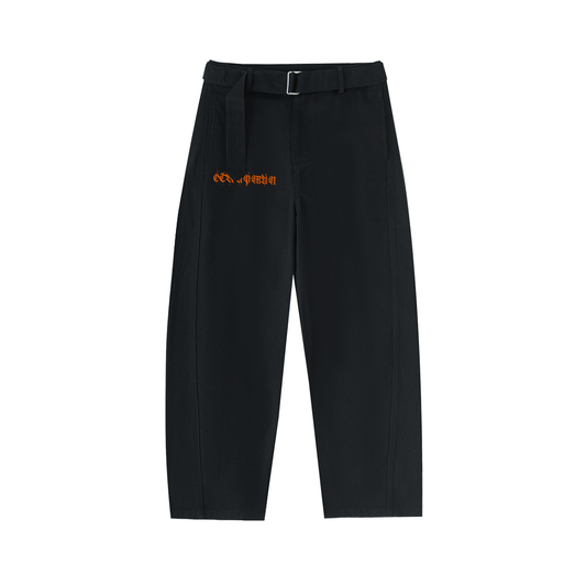 Belted Curved-Blade Pants